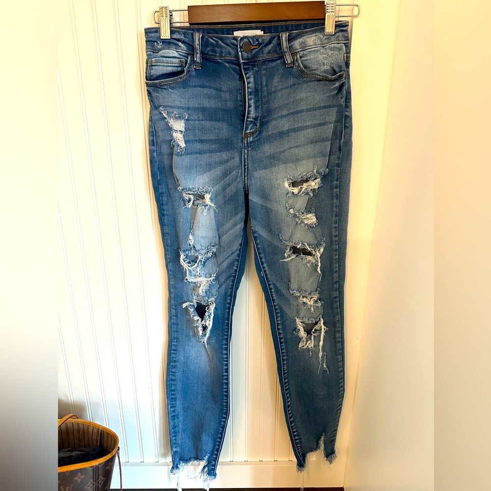 Cello denim distressed straight leg jeans Size 7